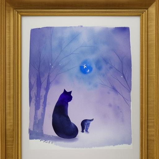 une image, bleu et violet trop beau, l'hiver, cat