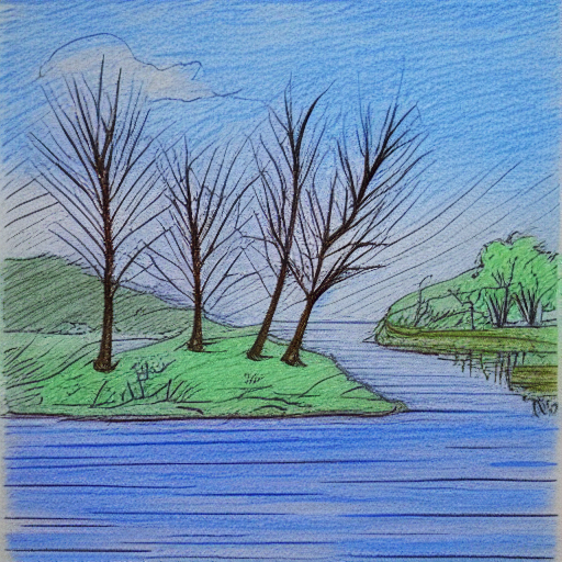 un lac, bleu, printemps, moineau,  par Arnaud Levy