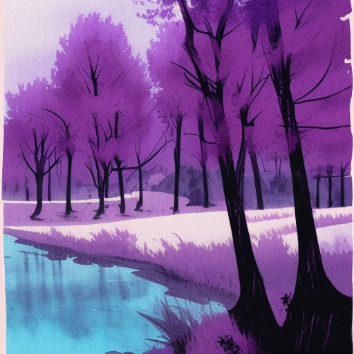 une rivière, violet, printemps, ecureuil