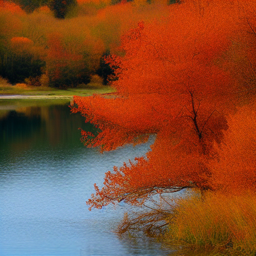 lac, rouge, automne, chat, eau par ETienne