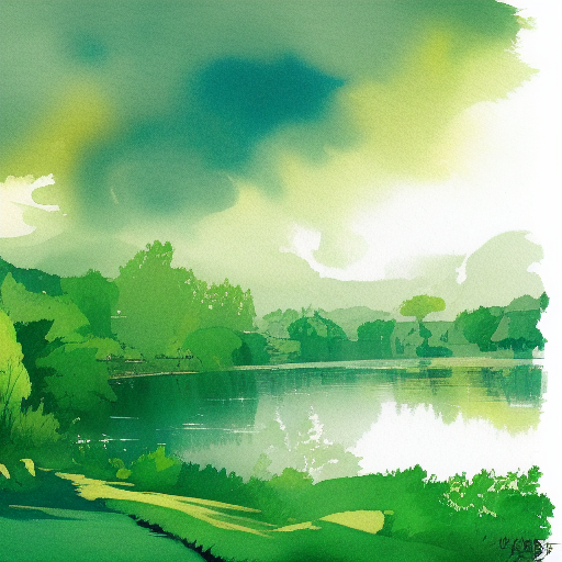 la Loire, vert, automne, héron, aquarelle